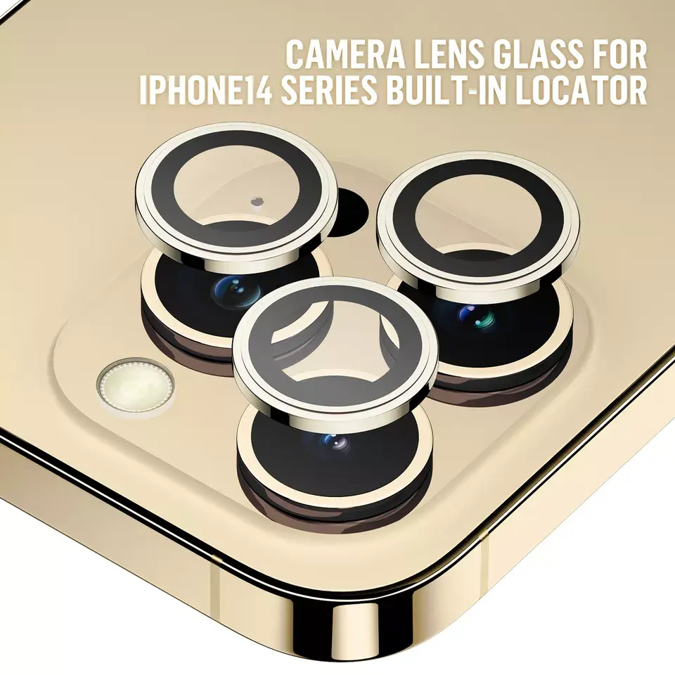 Thumbnail: Blueo 9H Ring Aluminium Camera Lens Protector for iPhone 14 Pro/14 Pro Max Gold