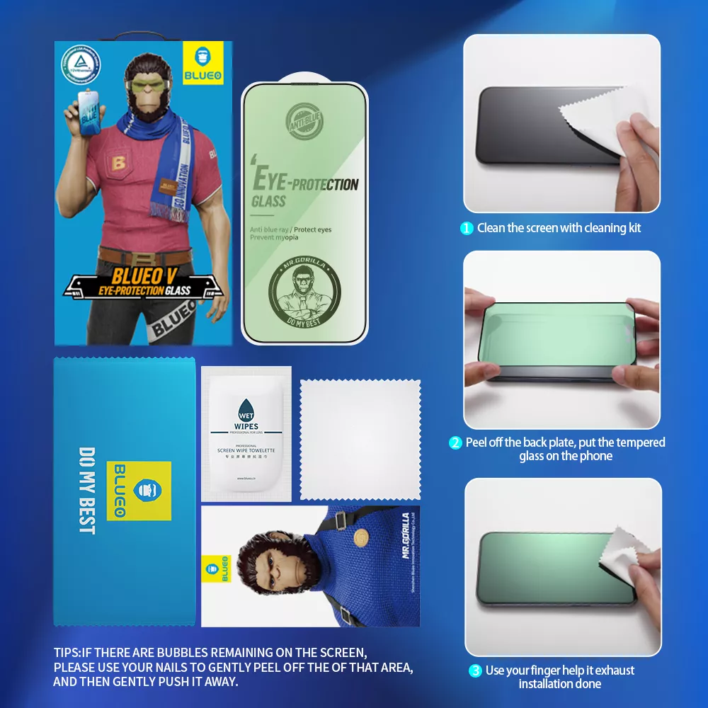 Blueo Anti Blu Ray Eye Protection HD Tempered Glass for iPhone 13 Pro