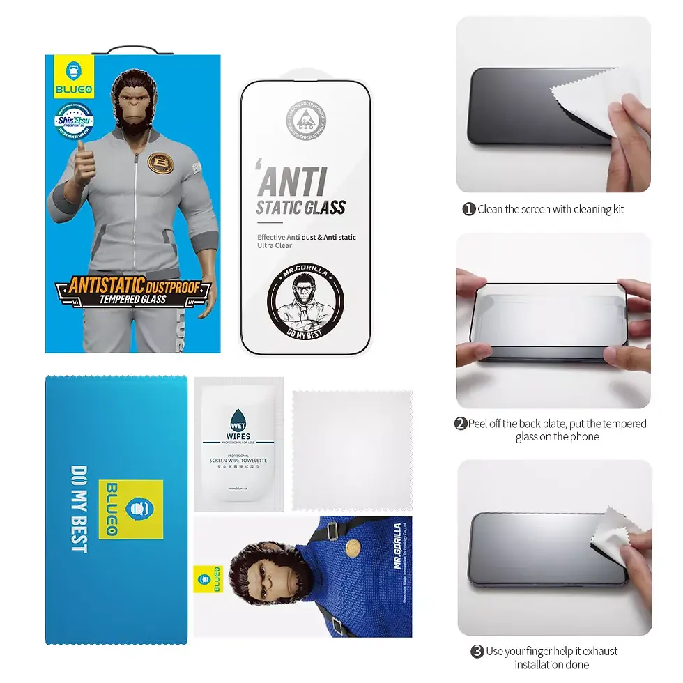 Thumbnail: Blueo Anti Static HD 2.5 D Tempered Glass for iPhone 15