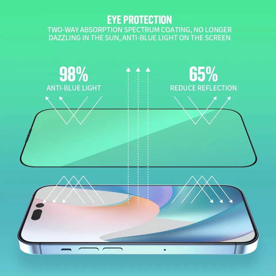 Thumbnail: Blueo Anti Blu Ray Eye Protection HD Tempered Glass for iPhone 14 Pro Max