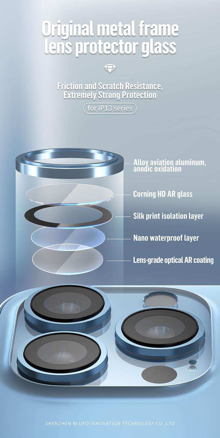Thumbnail: Blueo 9H Ring Metal Camera Lens Protector for iPhone 13 Pro/13 Pro Max Colorful