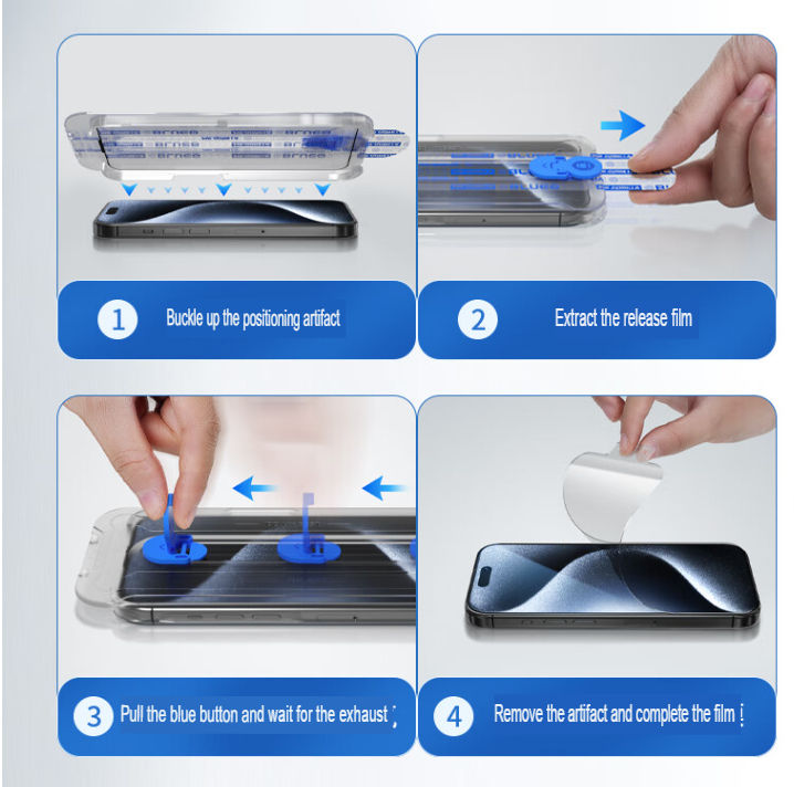 Thumbnail: Blueo 3D Airbag Series Tempered Glass with Applicator for iPhone 14 Pro