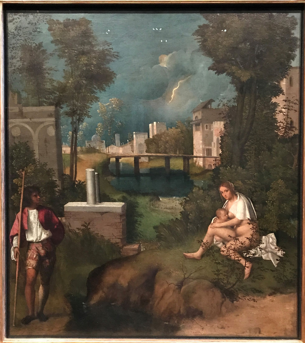 Giorgione, The Tempest, details, c. 1509-10, Accademia, Venice.