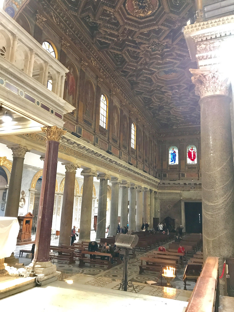 Santa Maria in Trastevere, Rome, c. 1140-1148. View from the altar to the nave.