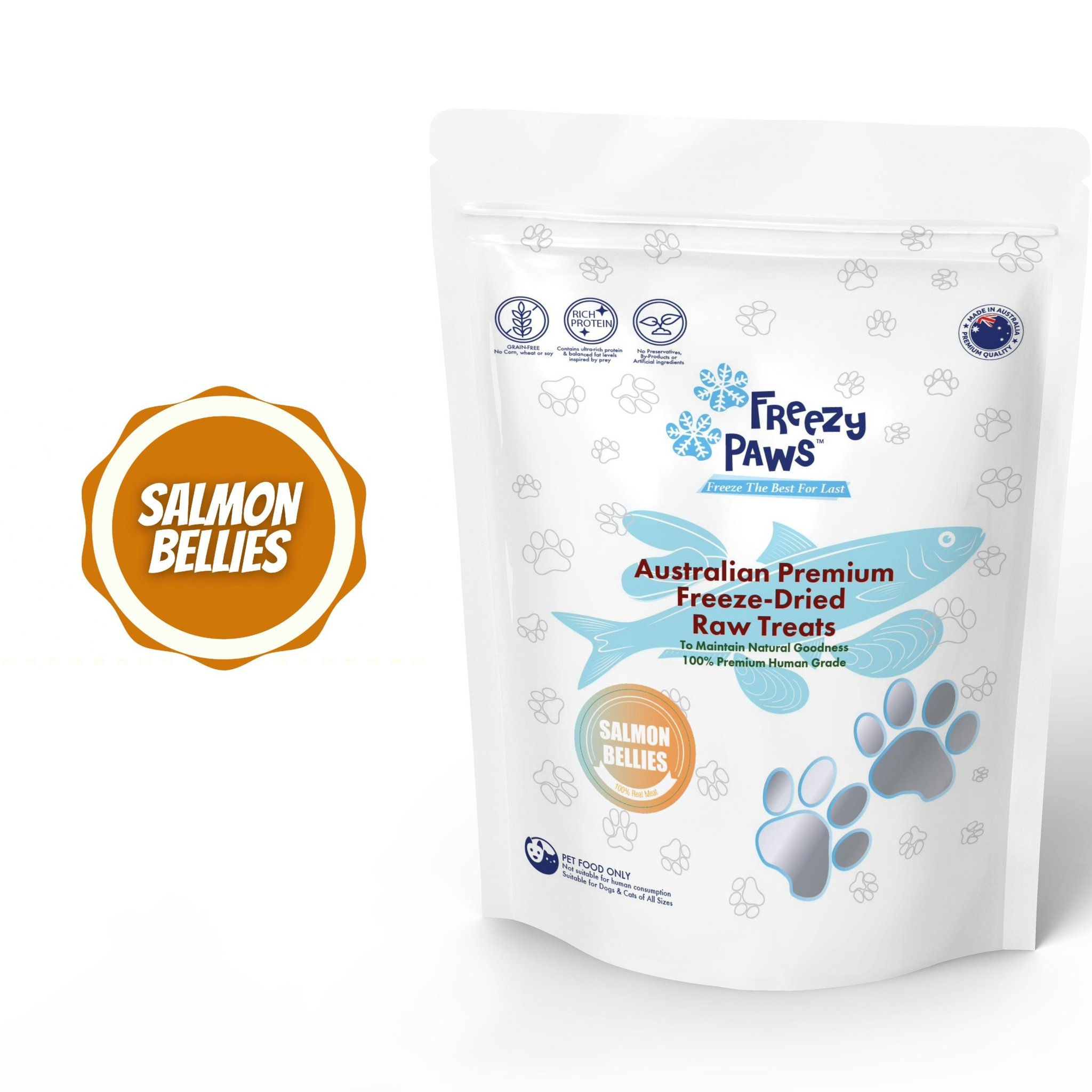 Freezy Paws - Premium Human Grade Freeze-Dried Salmon Bellies Raw Treats 100g