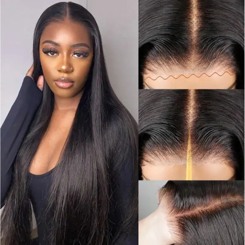Thumbnail: Long Straight Human Hair Wig