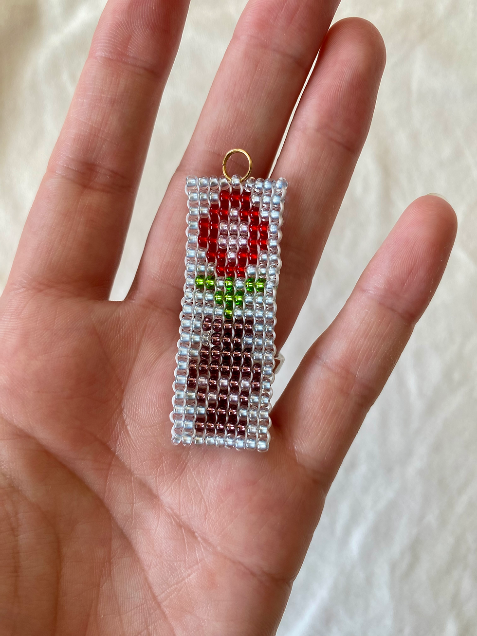 Thumbnail: Beaded Pendant Red Flower in Vase