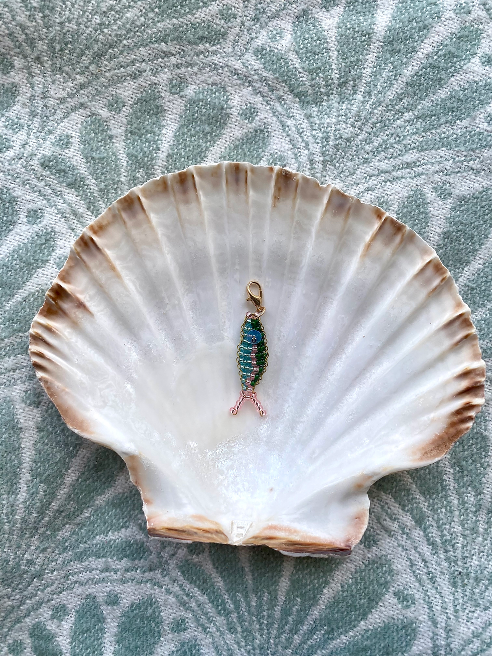 Thumbnail: Bead Fish Charm - Blue, Pink & Green