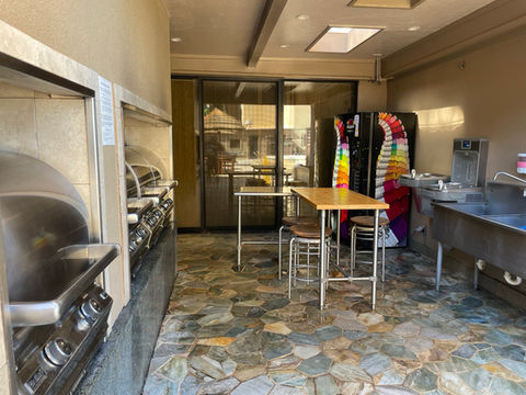 Maui-Beach Condo at Mahana showing poolside BBQ grills