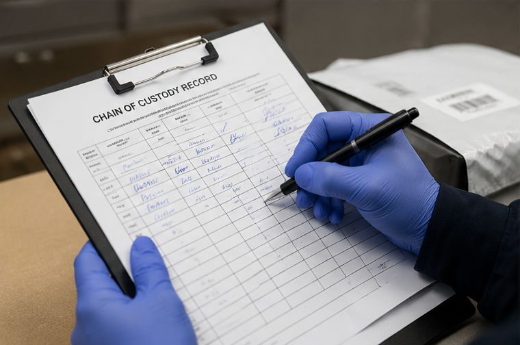 Medical courier documentation and chain-of-custody records for specimen transport.