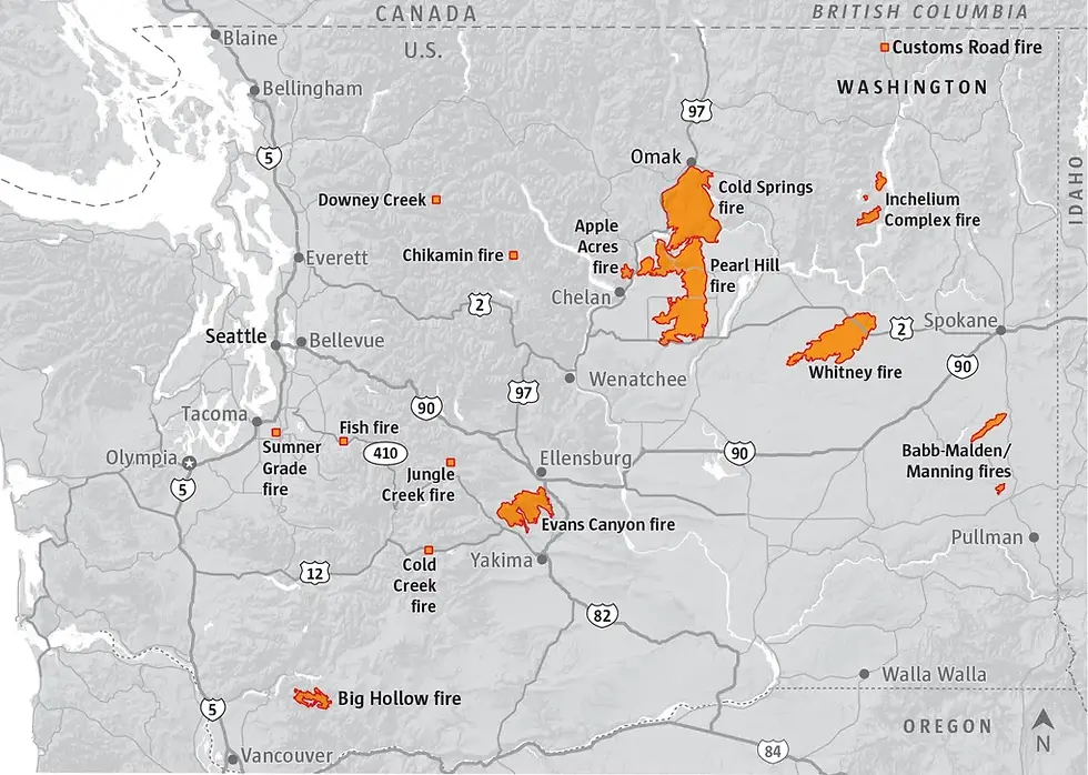 map Washinton state wildfire