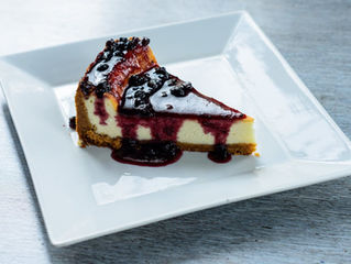 Plain cheesecake with blueberry topping