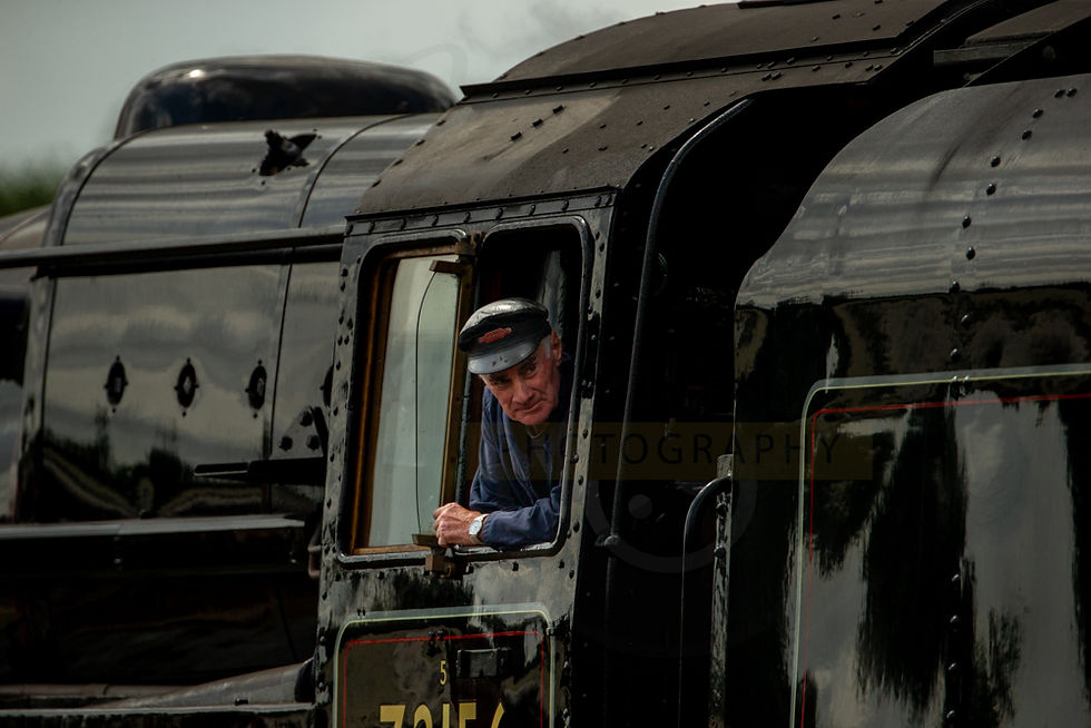Close up of a steam loco driver