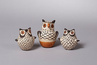 Three Small Acoma Owls of Various Ages