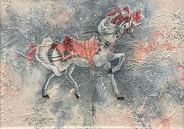 Sherry Gallager (20th Century "Carousel" Watercolor on Tissue Paper
