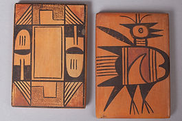 Vintage Group of Two Hopi Tiles by Sadie Adams (Hopi-Tewa, 1905 - 1995)