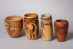 Group of Four Hopi Redware Pottery Cylinders