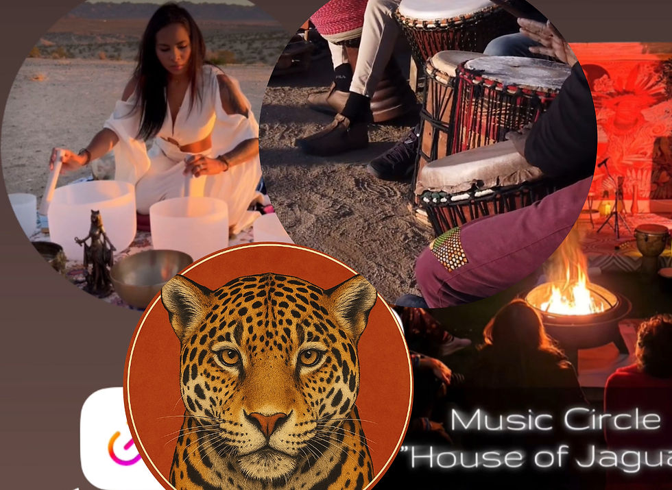 Sound bath, performance of African tribes drums, live music circle by the fire.