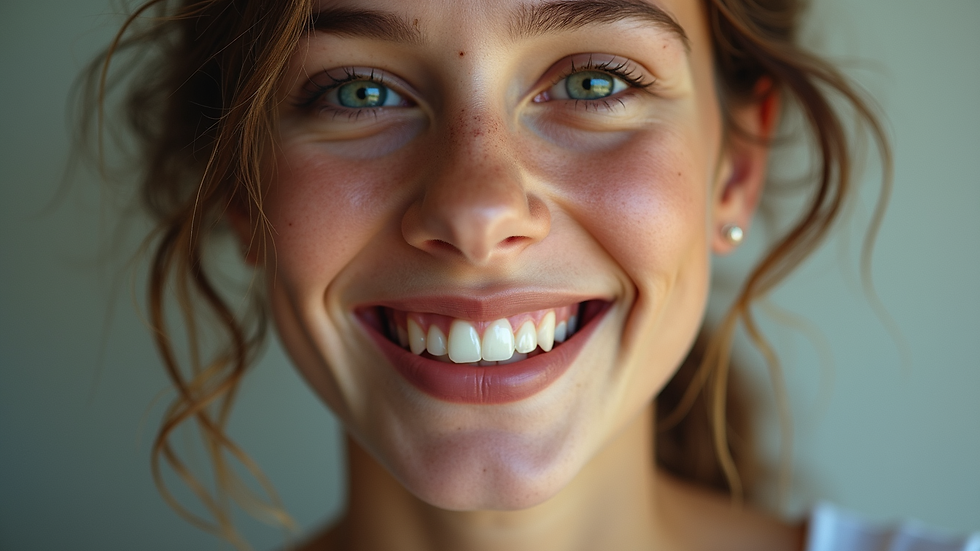 Frontansicht eines strahlenden Lächelns mit Veneers