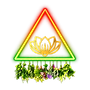 MINERALTE lotus logo inside a glowing triangle with botanical leaves