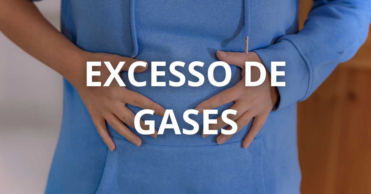 Ilustração do sistema gastrointestinal com acúmulo de gases