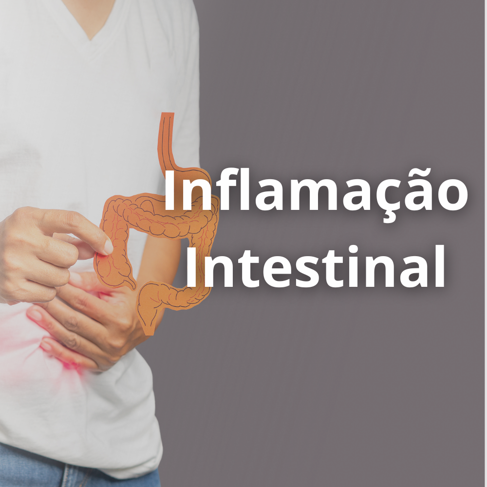 Representação de inflamação intestinal e desconforto abdominal
