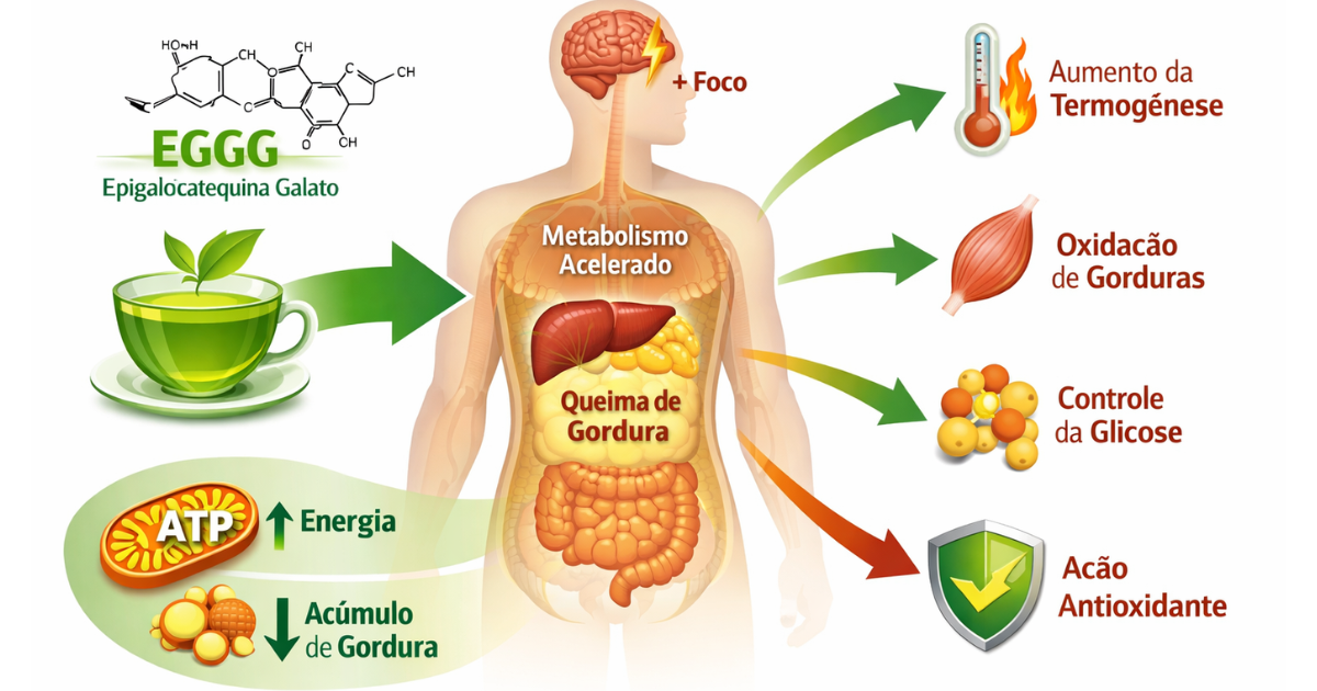 Mecanismo de ação da EGCG no metabolismo