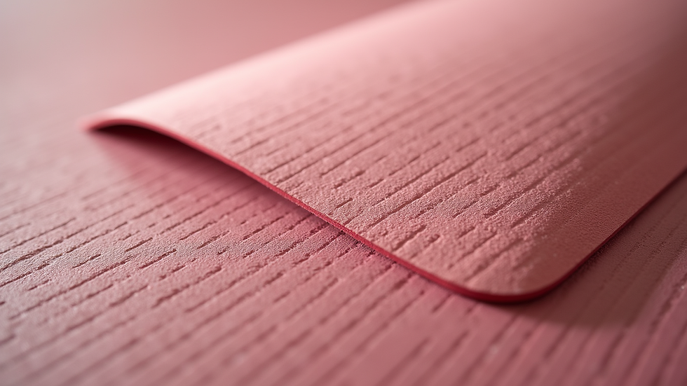 Close-up view of a natural rubber yoga mat texture