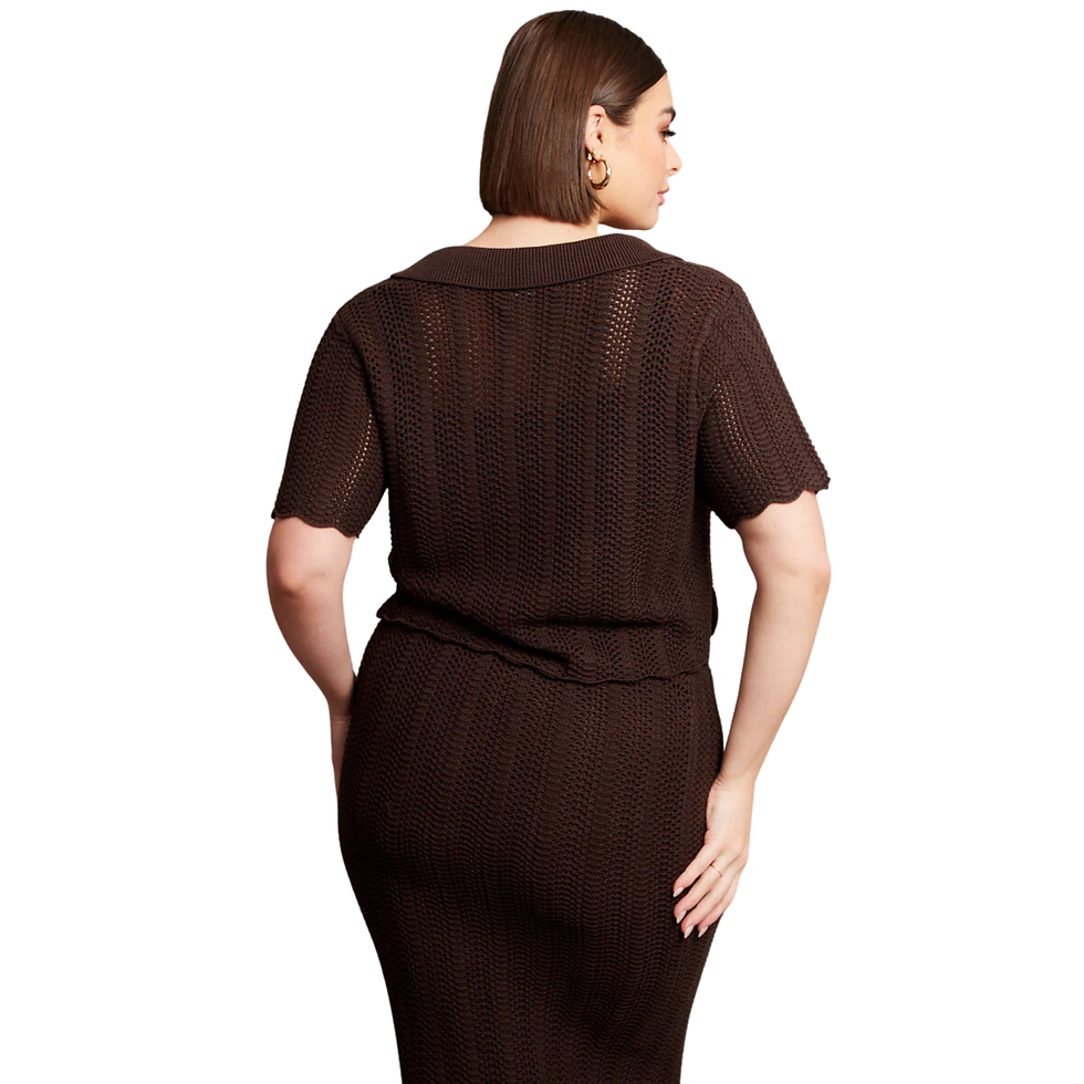 Miniatura: Conjunto Feminino Plus Size Tricot Saia Midi E Blusa