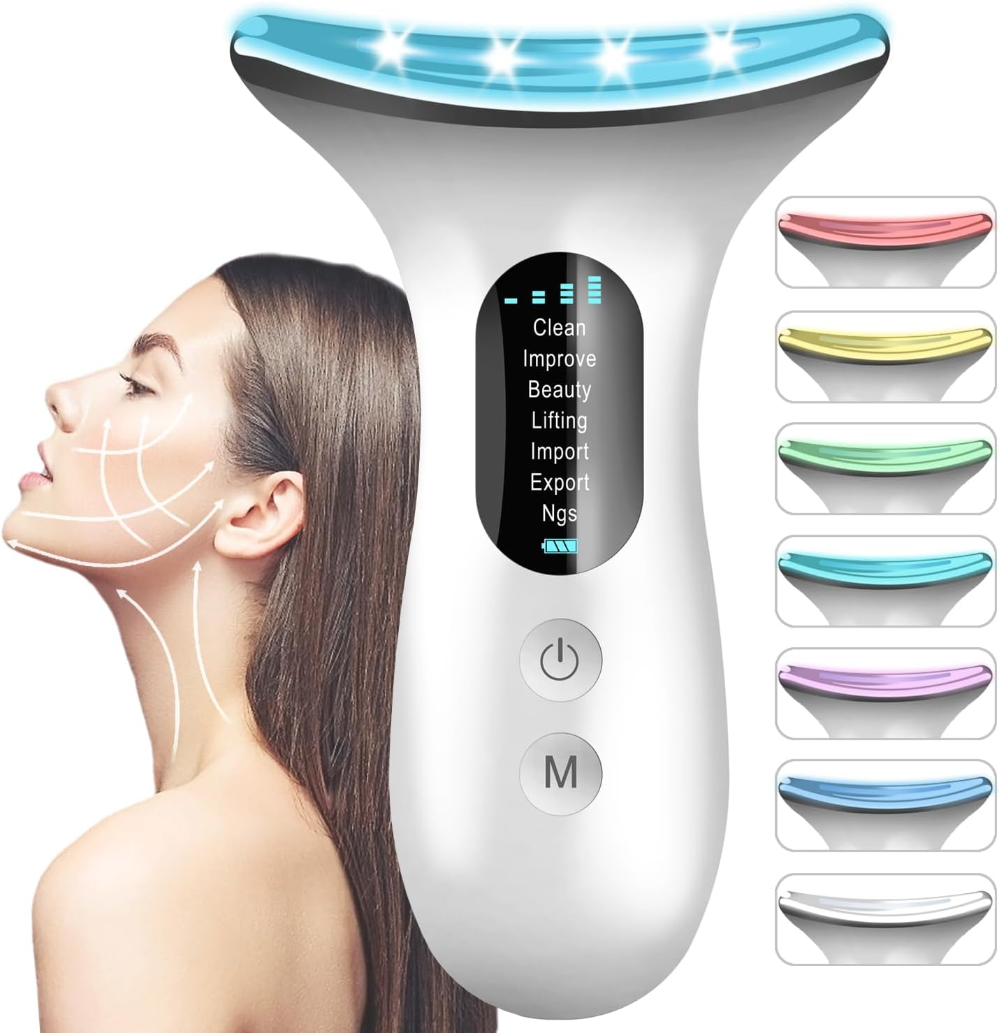 Face and Neck Massager, 7 Color Light Mode, Redlight Therapy Facial Skin Care To