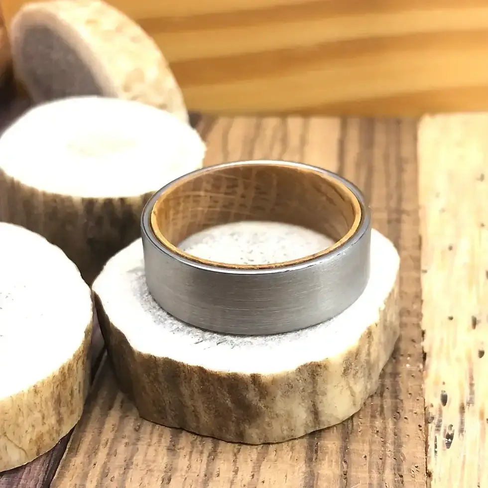 Thumbnail: The Crusader - Tungsten Men's Wedding Band with Whiskey Wood