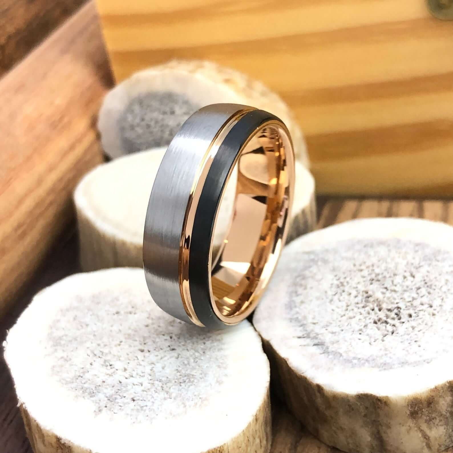 The Big Hitter - Rose Gold Men's Ring with Tungsten Carbide