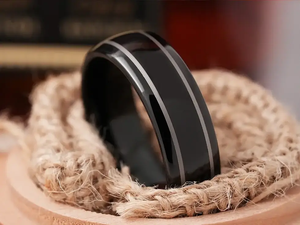Thumbnail: The Stallion – Men's Black Tungsten Wedding Band