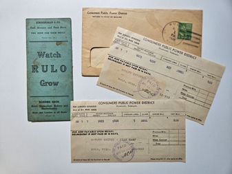 The Great Plains in 1945, Electric Bills, a Fish Camp, and a Business Listing. Dudley Snider - Artifact Return Search.