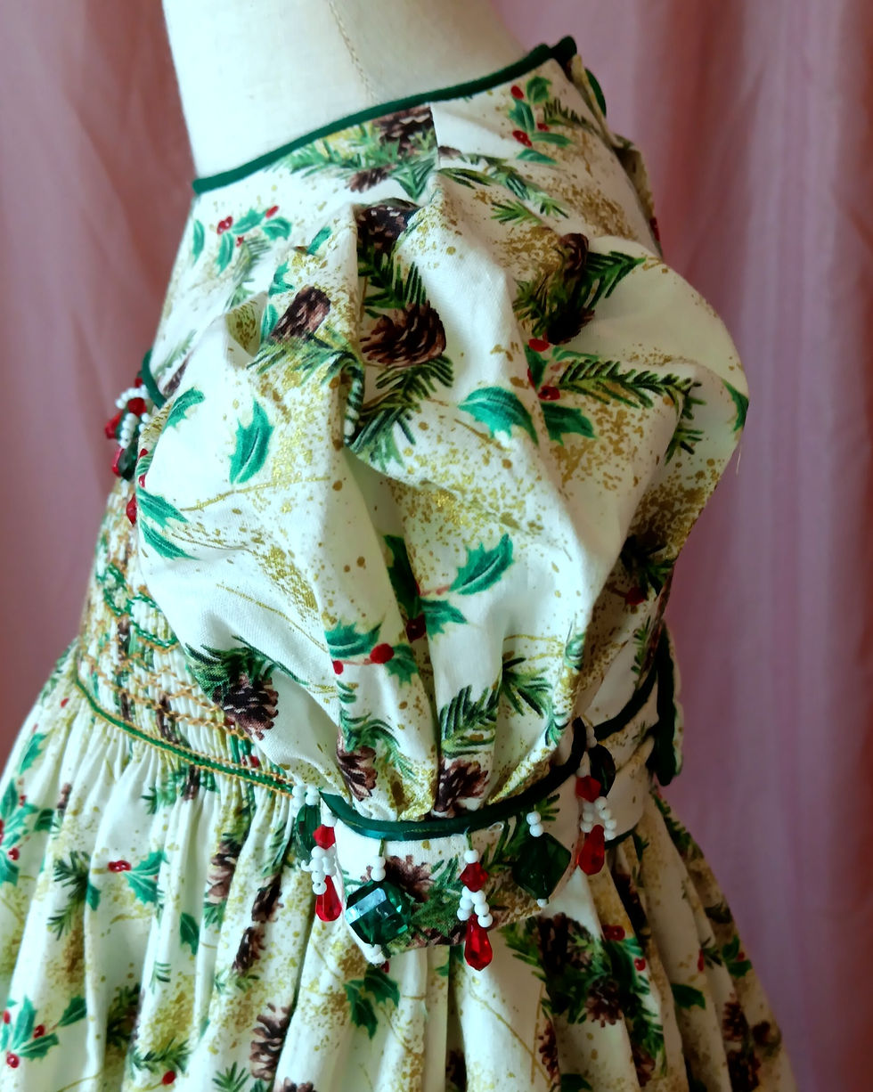 Thumbnail: Sleeve - Size 4T Holiday Pinecone Smocked Dress