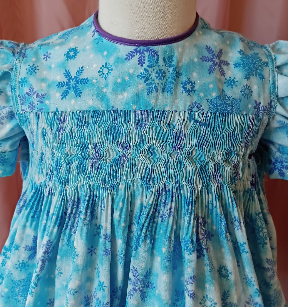Thumbnail: Unlined Bodice - Size 4T Glitter Snowflakes Smocked Dress