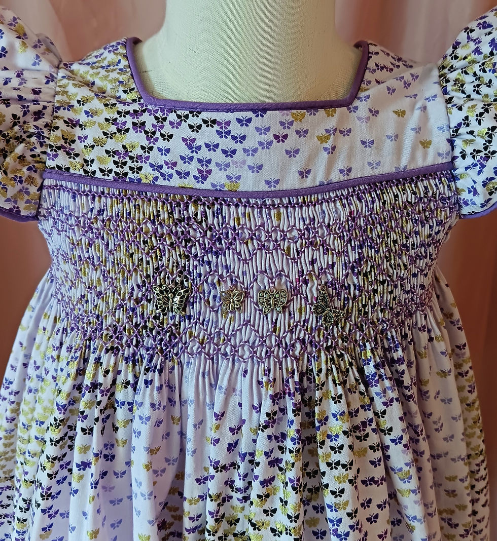 Thumbnail: Smocking - Size 4T Purple Butterflies Smocked Dress