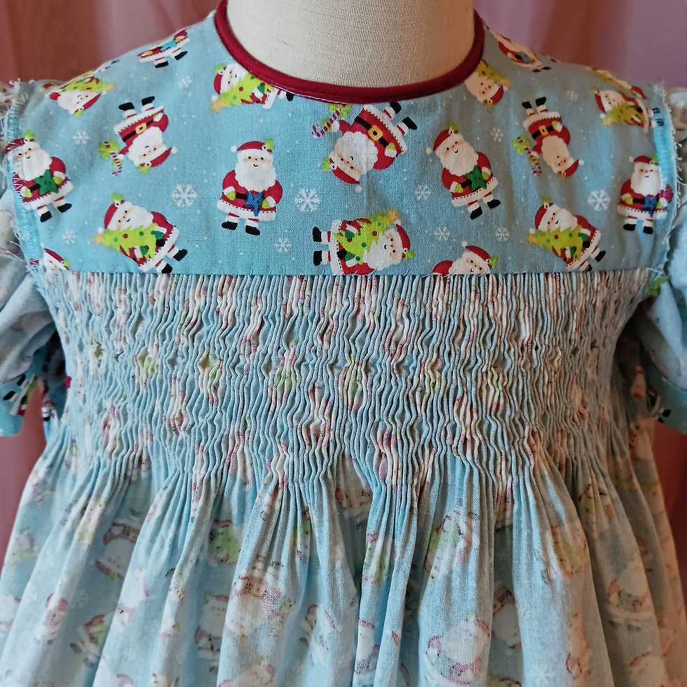 Thumbnail: Unlined Bodice - Size 4T Santa Claus Smocked Dress