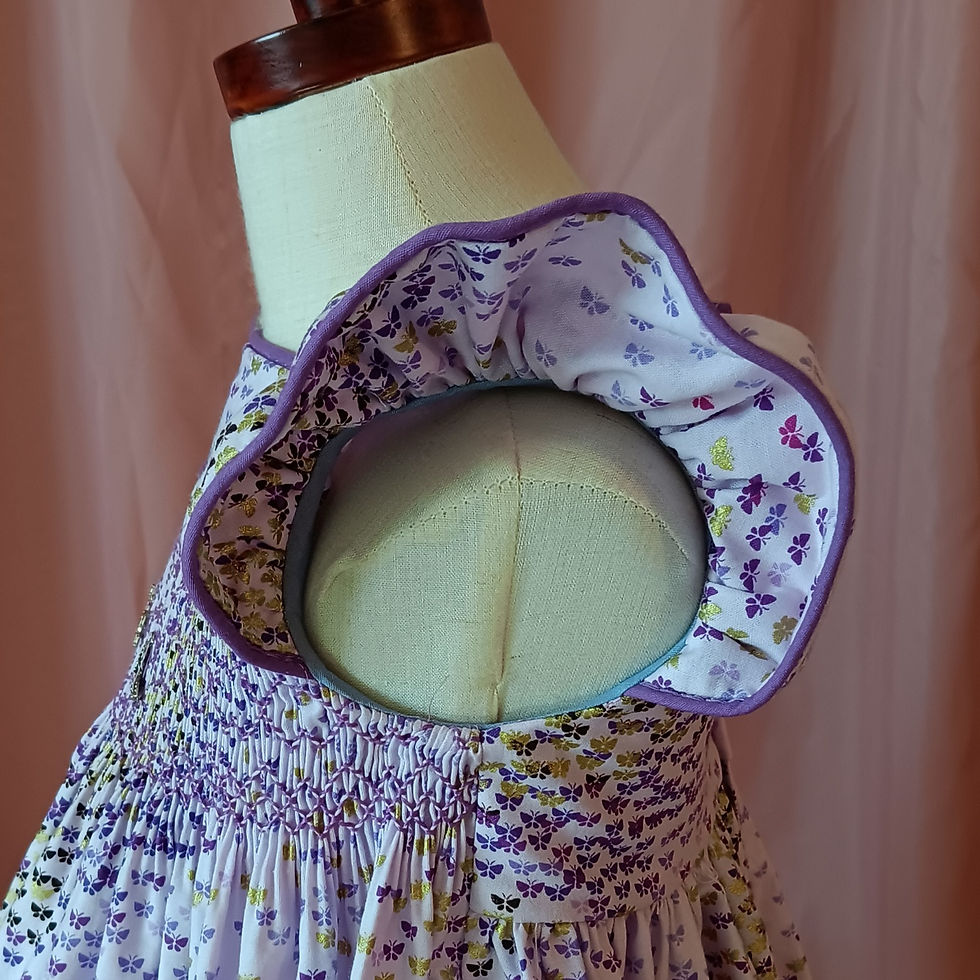 Thumbnail: Sleeve - Size 4T Purple Butterflies Smocked Dress