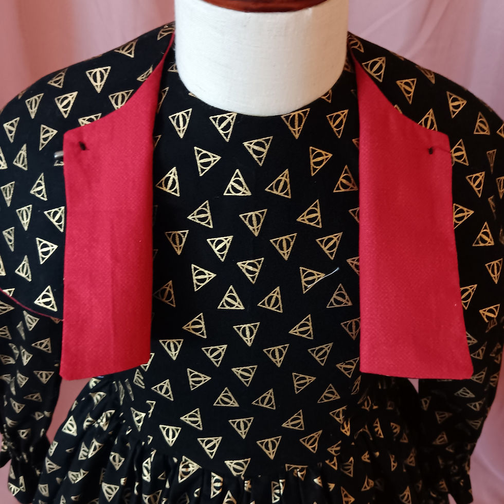 Thumbnail: Front Close-up (With Cape) - Size 4T Harry Potter Deathly Hallows Black Caped Dress