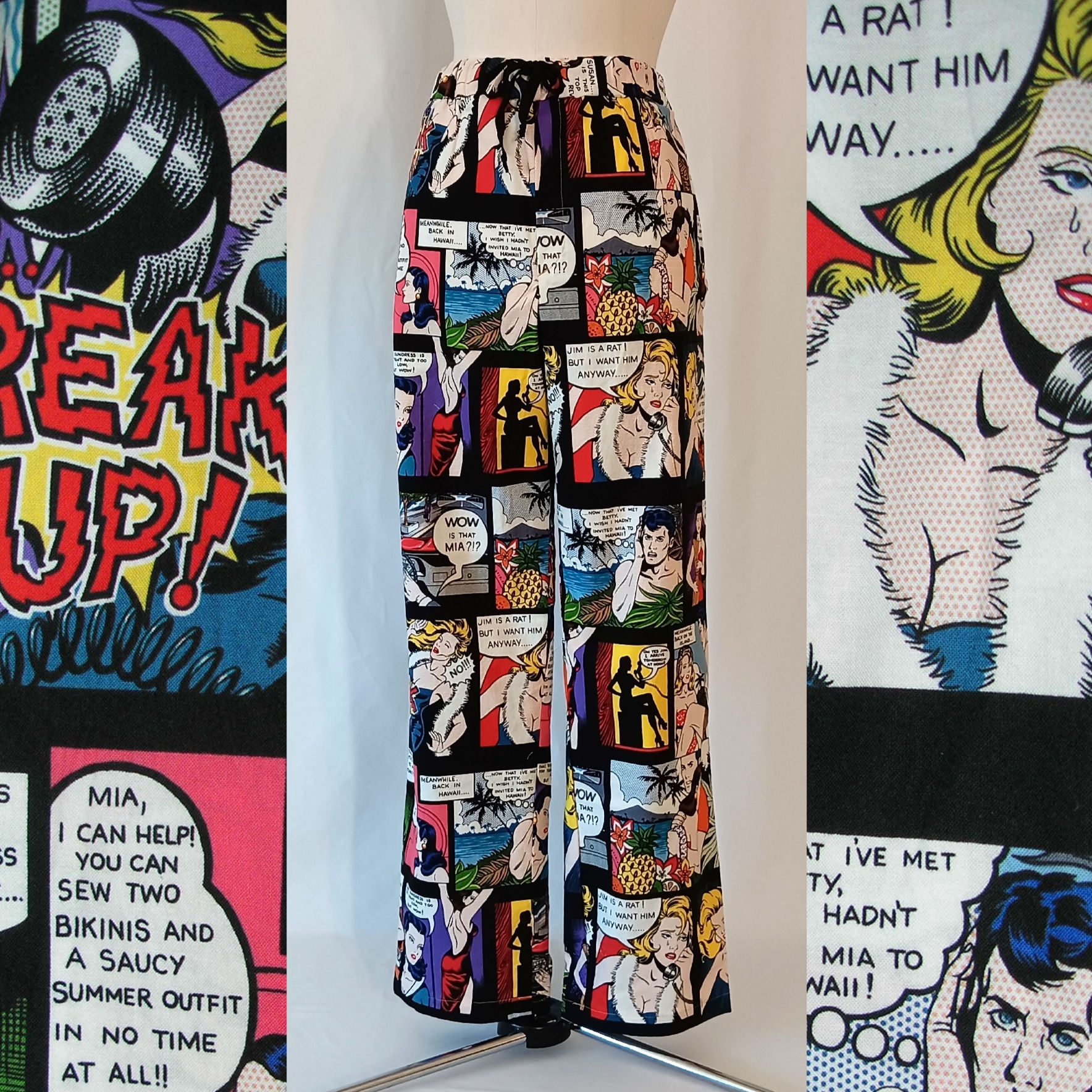 Random Comic Pants - Closed Fly, Large