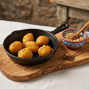 Cheesy Balls with Hot Honey