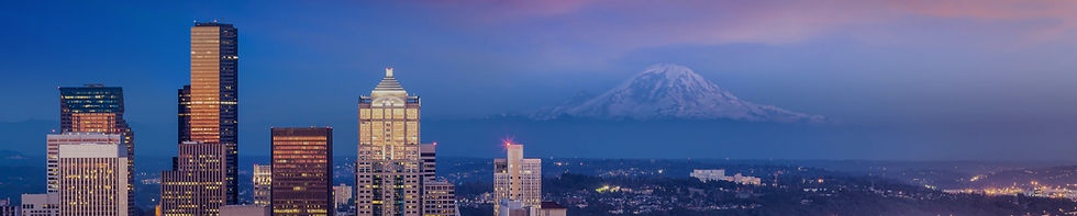 Seattle skyline panorama at sunset as seen from Space Needle Tower, Seattle USA_edited_edi