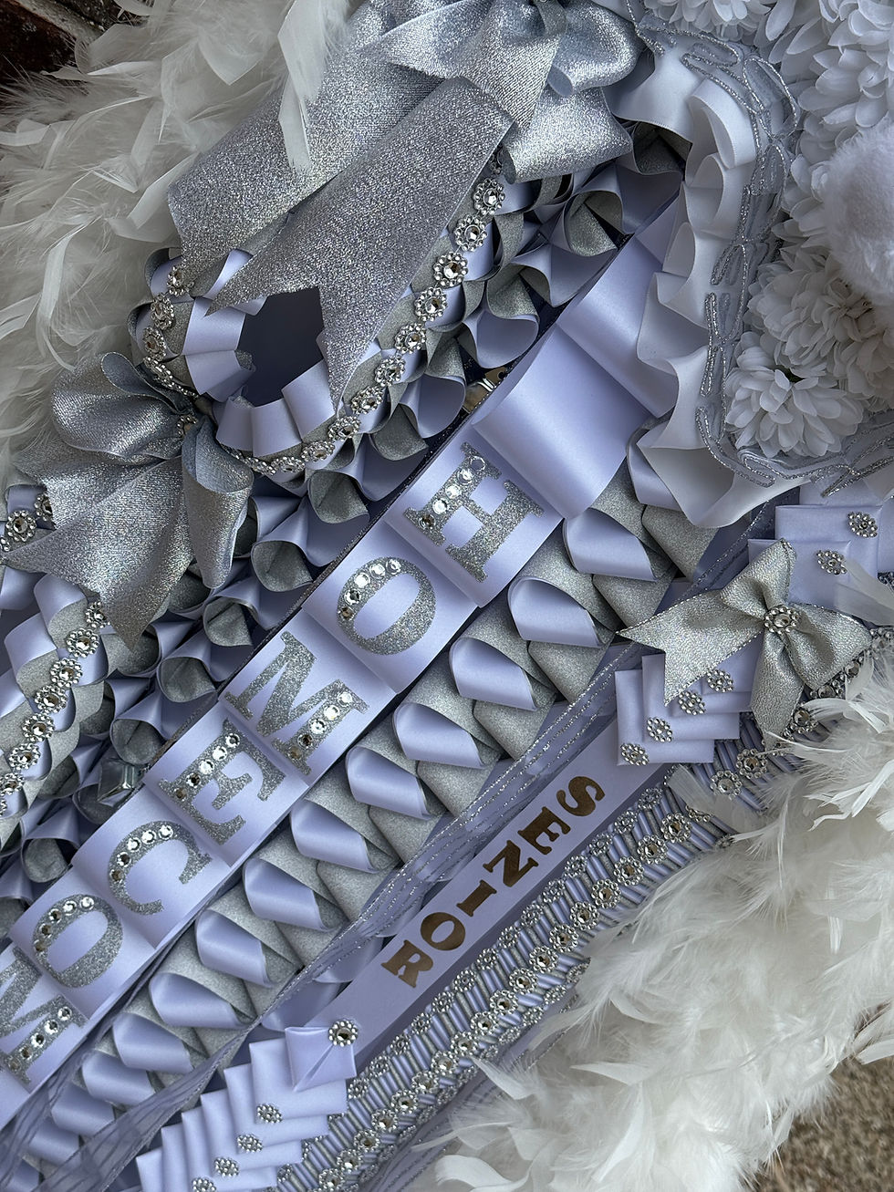 Thumbnail: Texas White & Silver Homecoming Mum