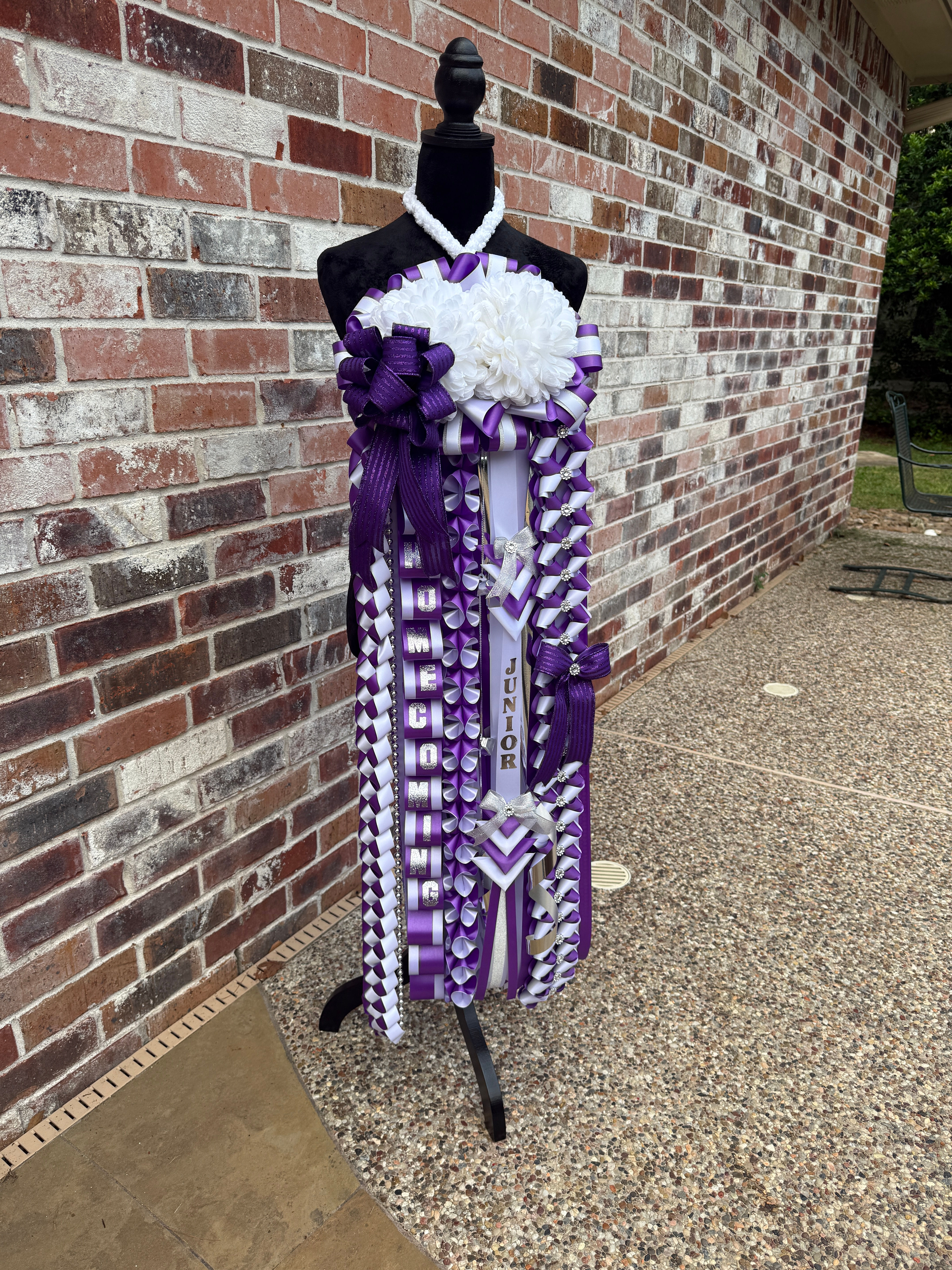 Purple & White Double Homecoming Mum