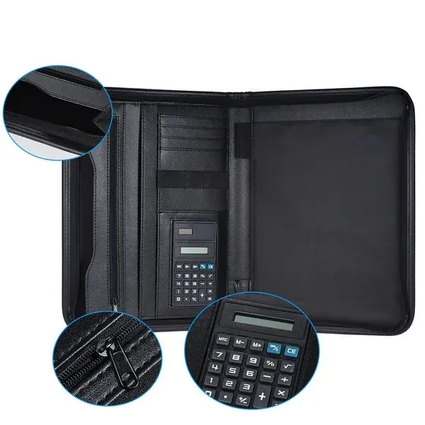 Thumbnail: Leather Portfolio Zipper Binder