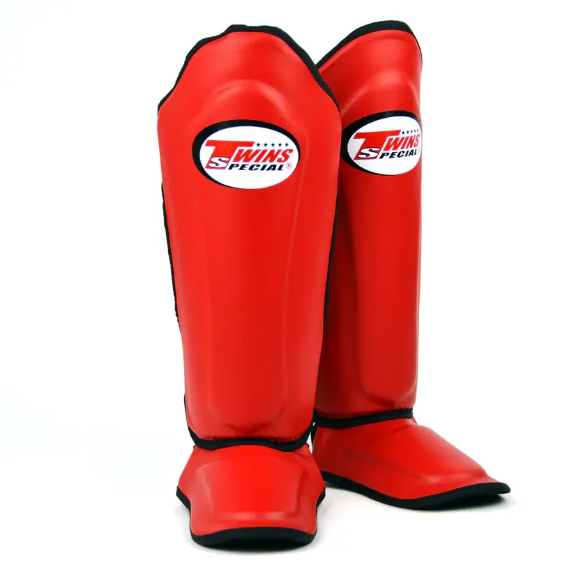 Twins Leather Shin Pads - SGL10 Red