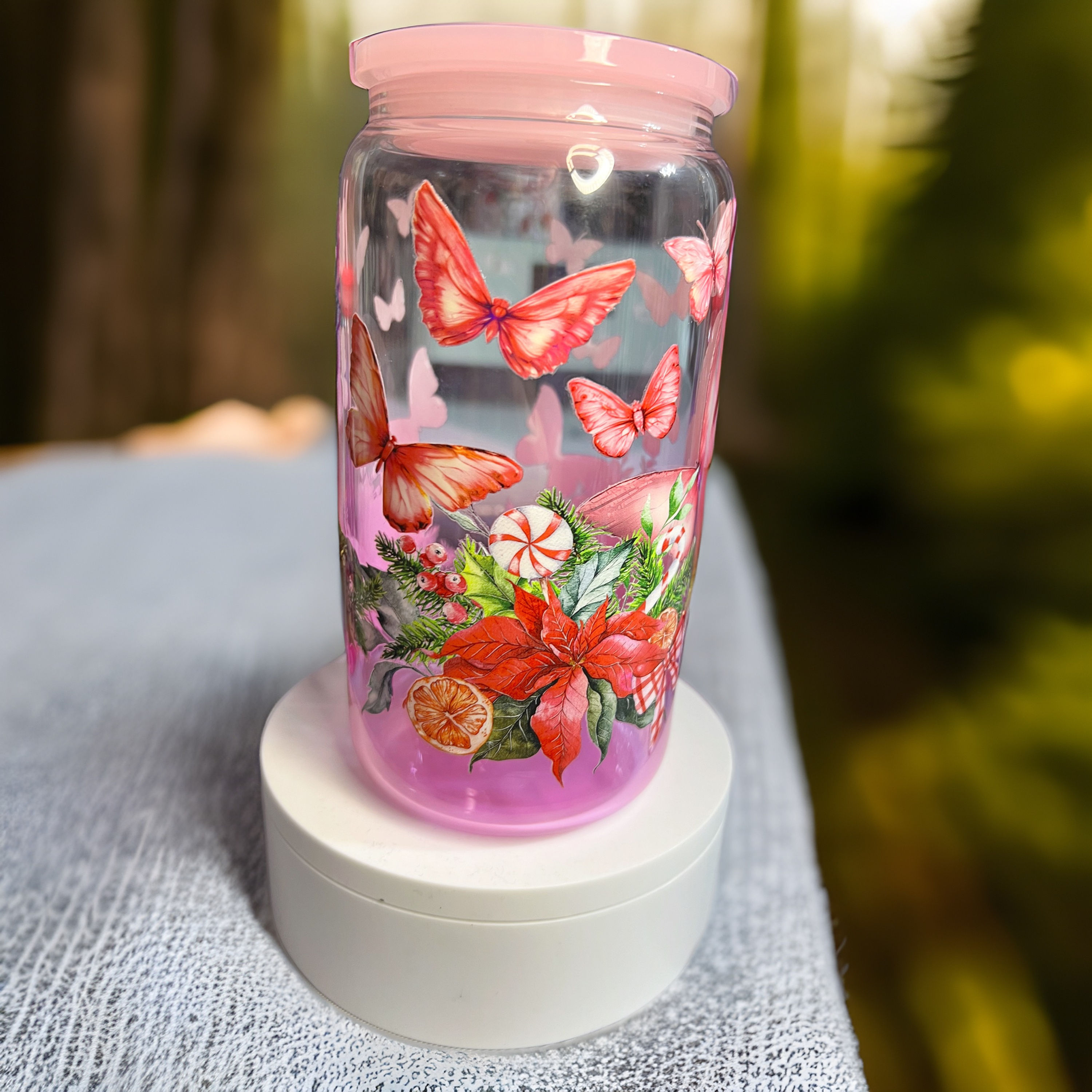 Butterfly 16 ounce Glass Tumbler
