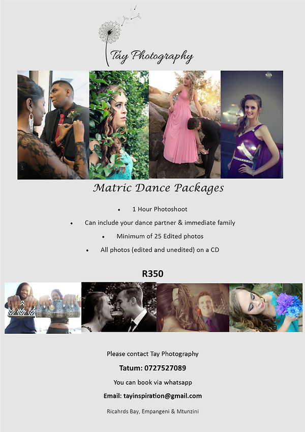 Matric Dance Photography package by Tay Photography price KZN South Africa Empangeni Richards Bay Mtunzini