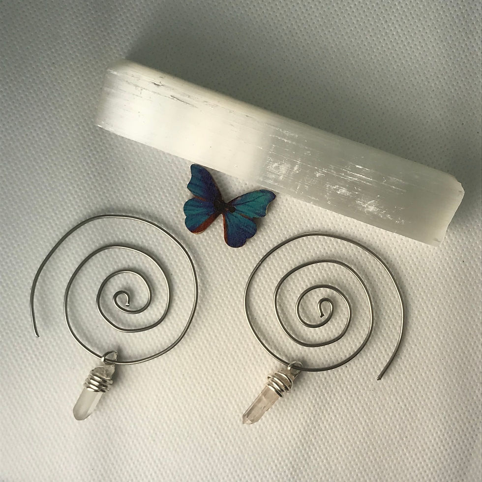 Sterling silver spirals with quartz
